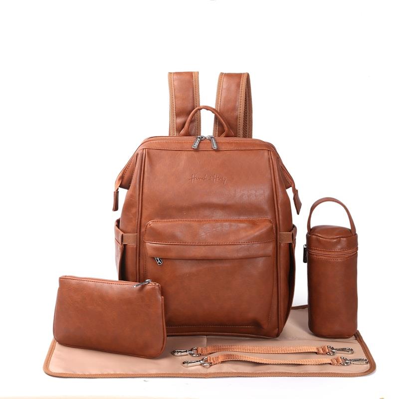 Load image into Gallery viewer, Hannah &amp; Henry Vintage Nappy Bag Backpack Brown
