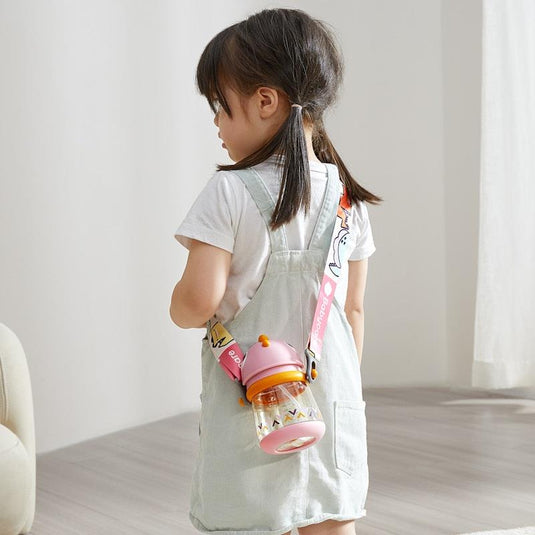 Bc Babycare T-REX TOBY Weighted Straw Sippy Cup 300ml (with Strap) Rose