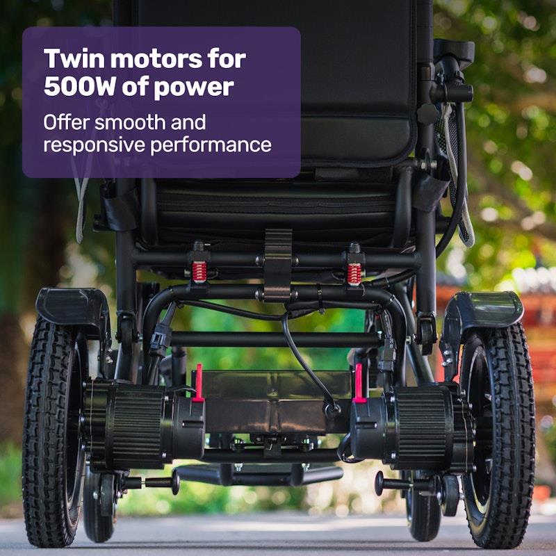 Load image into Gallery viewer, Equipmed Electric Folding Wheelchair Longrange Aluminium Frame Black
