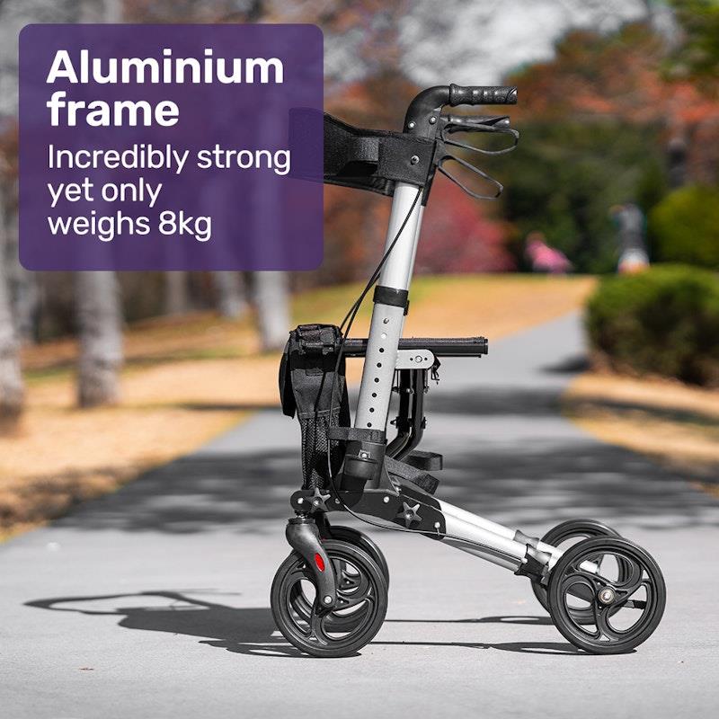 Load image into Gallery viewer, Equipmed Foldable Aluminium Walking Frame Rollator Silver

