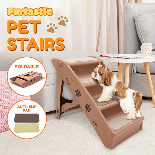 Furtastic 50cm Foldable Pet Stairs Ramp Brown