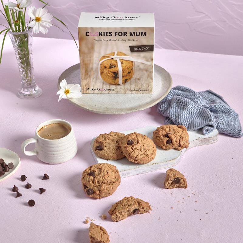 Load image into Gallery viewer, Milky Goodness Dark Chocolate Chip Lactation Cookies 12Pack

