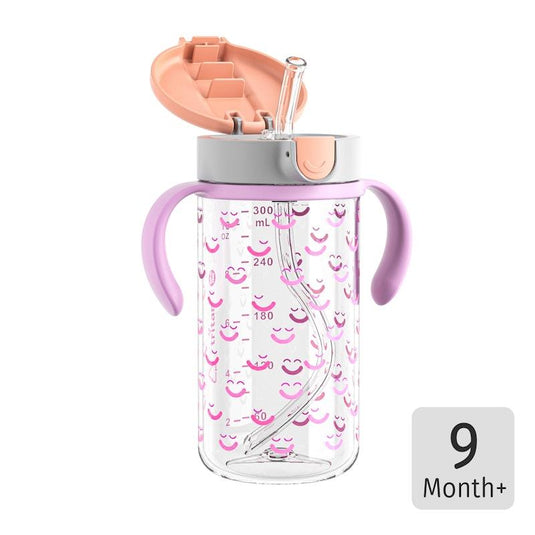 Evorie Tritan Kids Straw Water Bottle Mug 300mL, Smiley 1Unit