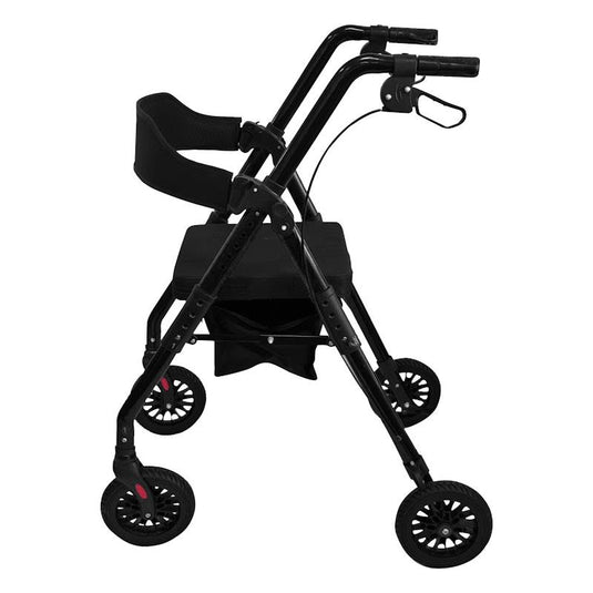 Orthonica Foldable Mobility Steel Rollator Walker 136kg Max Capacity Black
