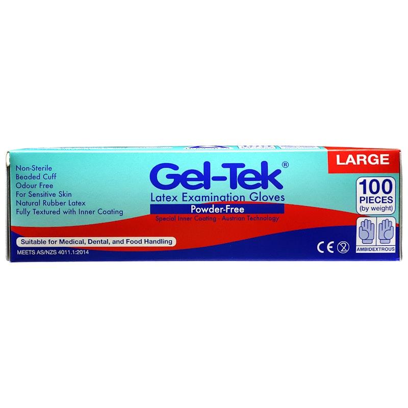 Load image into Gallery viewer, Geltek Latex Examination Gloves Powder Free Large Cream 100 Pieces/Box

