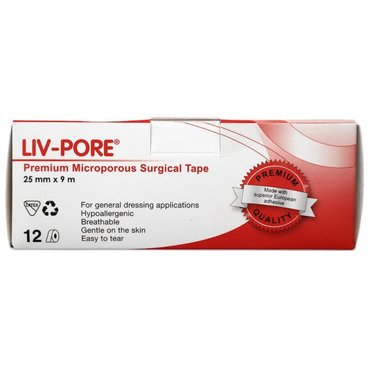 Livingstone Liv-Pore Premium Microporous Surgical Paper Tape 25mm x 9m 12/Box