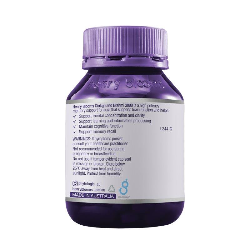 Load image into Gallery viewer, Henry Blooms Ginkgo and Brahmi 60 Capsules
