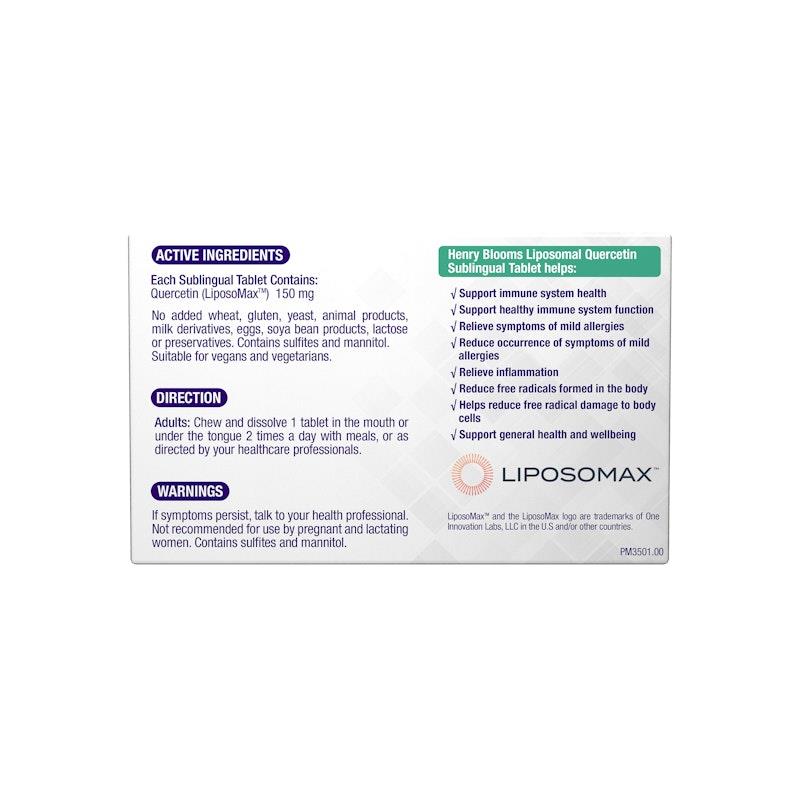 Load image into Gallery viewer, Henry Blooms Liposomal Quercetin Sublingual 30 Tablets 1unit
