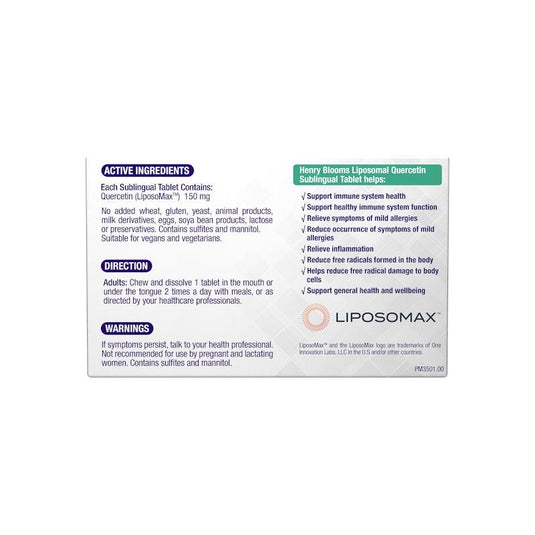 Henry Blooms Liposomal Quercetin Sublingual 30 Tablets 1unit
