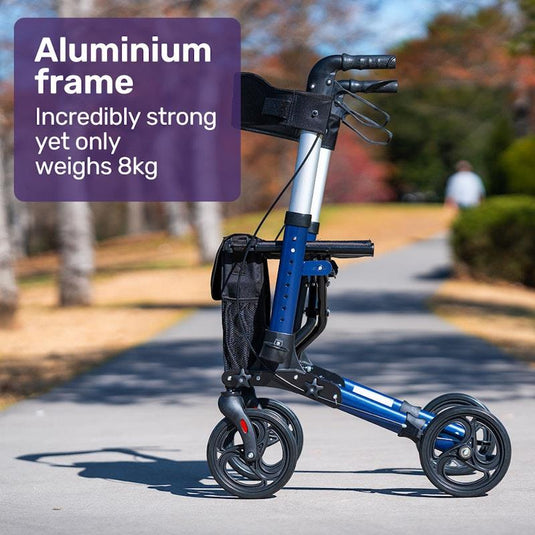 Equipmed Easy Stride Foldable Aluminium Walking Frame Rollator Blue