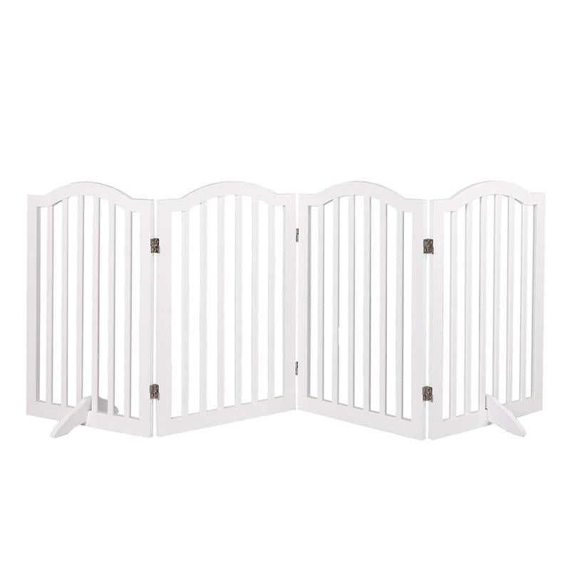 Load image into Gallery viewer, PaWz Wooden Pet Gate Dog Fence Safety Stair Barrier Security Door 4 Panels White 1Pack
