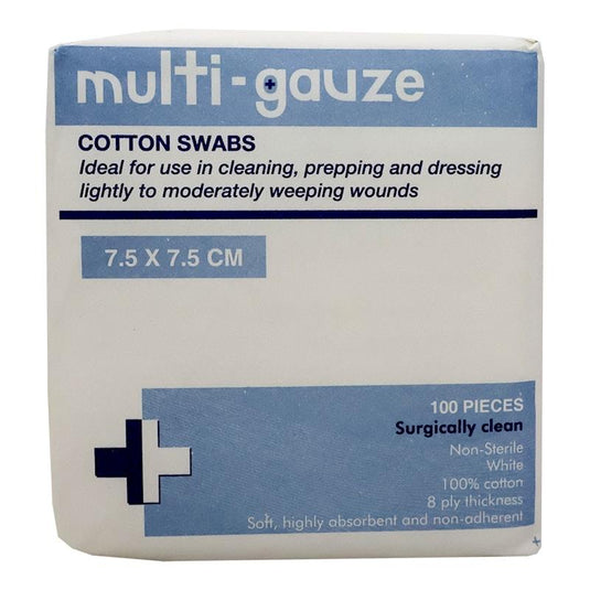 Livingstone Gauze Swabs 8 ply Cotton Non-Sterile 7.5 x 7.5 cm 100 Pieces/Box