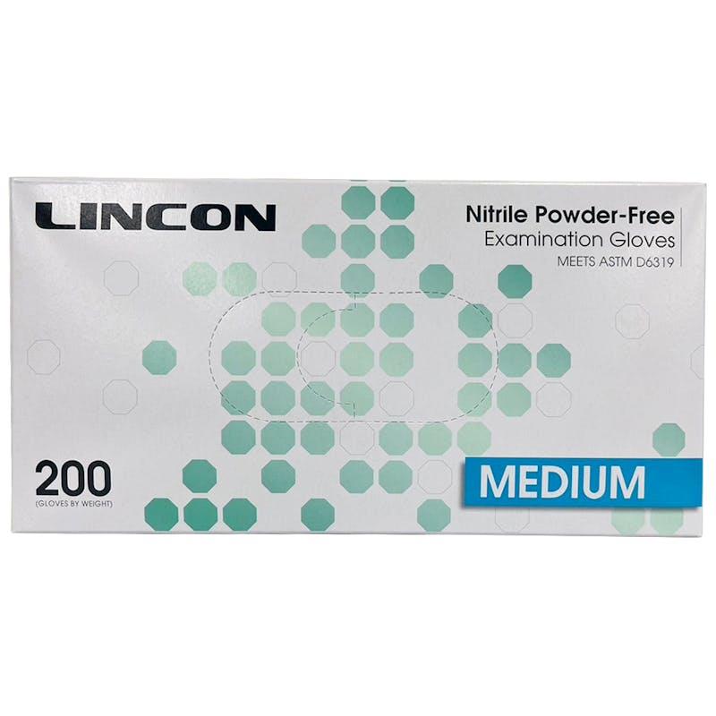 Load image into Gallery viewer, Lincon Nitrile Examination Gloves ASTM Powder Free Medium 200 Pieces/Box

