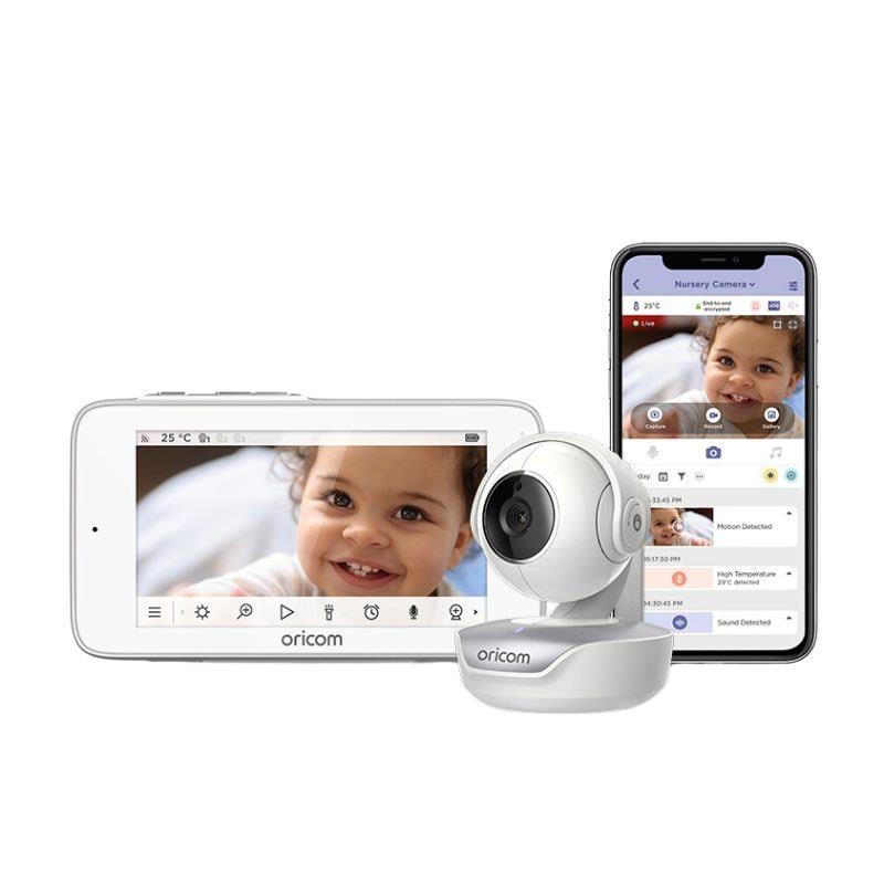 Load image into Gallery viewer, Oricom 5” Smart HD Touchscreen Premium Nursery Baby Monitor &amp; Duck Digital Bath Room Thermometer Bundle
