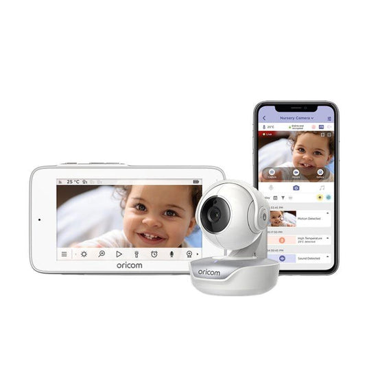 Oricom 5” Smart HD Touchscreen Premium Nursery Baby Monitor & Duck Digital Bath Room Thermometer Bundle
