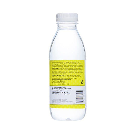 Mineralyte Hydrate+ Ready to Drink Lemon and Lime Flavoured 500ml 6Pack