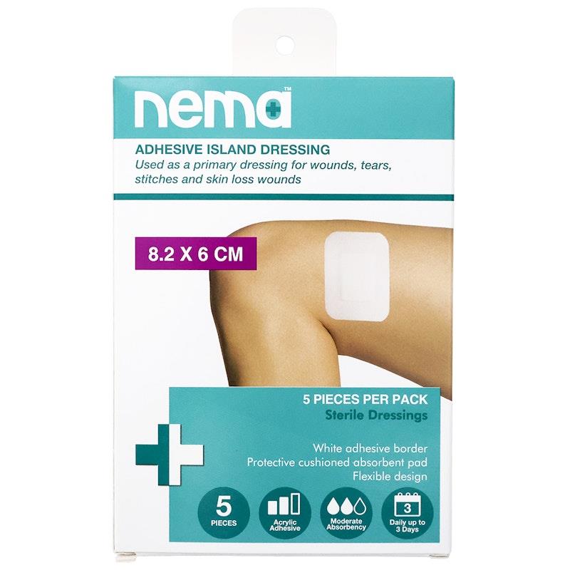 Load image into Gallery viewer, Nema Adhesive Island Dressing Non-Adherent Pad Sterile 8.2 x 6cm 5 Pieces/Box
