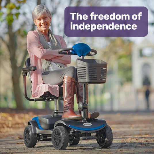 Equipmed SmartRider Folding Electric Mobility Scooter Black & Blue
