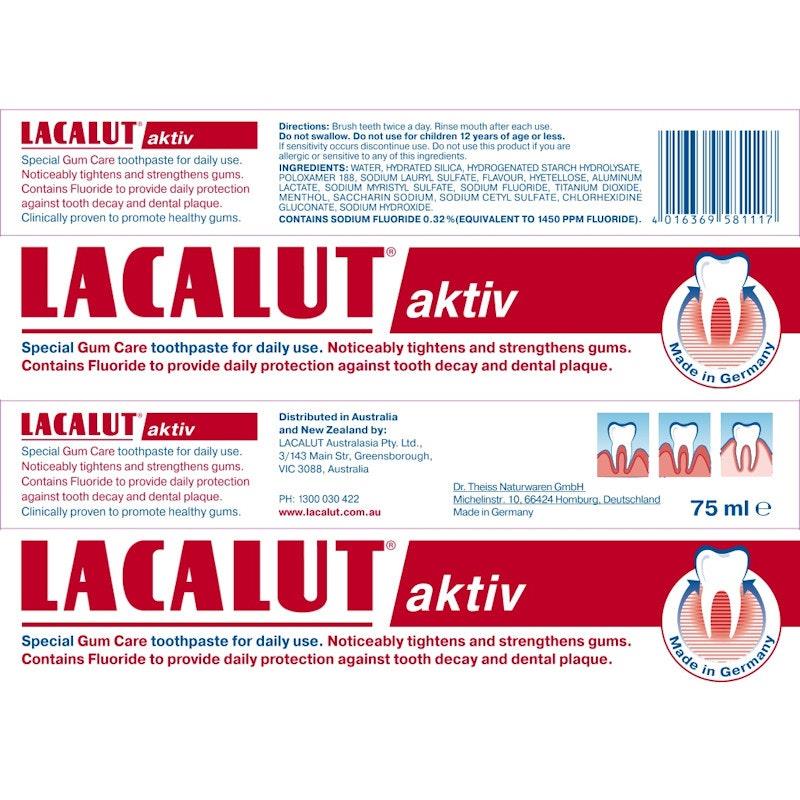 Load image into Gallery viewer, Lacalut Activ, German Gum Repair, Anti-Gingivitis Toothpaste - 3 Tubes x 75ml Pack
