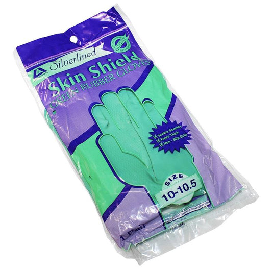 Skin Shield Silver Lined Natural Rubber Gloves Vanilla Scented Pair Green Size 10-10.5