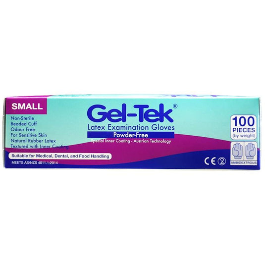 Geltek Latex Examination Gloves Powder Free Small Cream 100 Pieces/Box