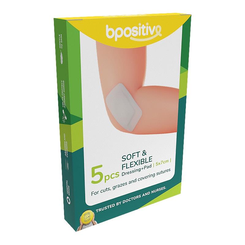 Load image into Gallery viewer, bpositive Soft &amp; Flexible Dressing  Pad 5x7cm 2Pack
