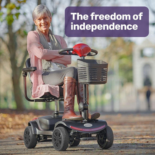Equipmed SmartRider Folding Electric Mobility Scooter Black & Red