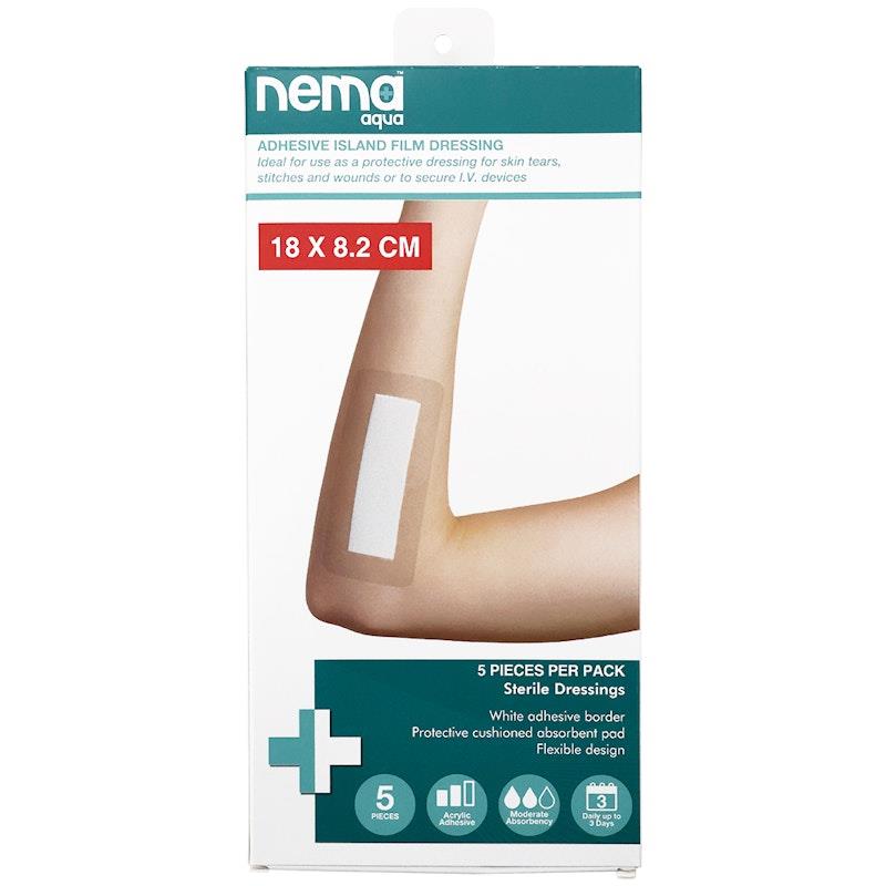 Load image into Gallery viewer, Nema Aqua Transparent Island Film Dressing Non-Adherent Pad Waterproof Sterile 18 x 8.2cm 5 Pieces/Box
