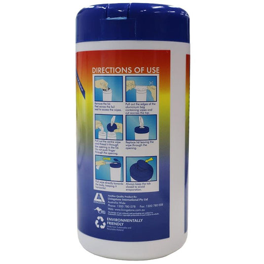 Liv-Wipe Antibacterial 70% Isopropyl Alcohol 100 Wipes 1tub