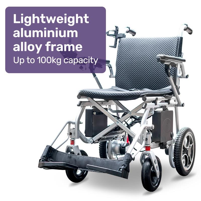 Load image into Gallery viewer, Equipmed Power Electric Wheelchair Extra Lightweight Long Range Silver
