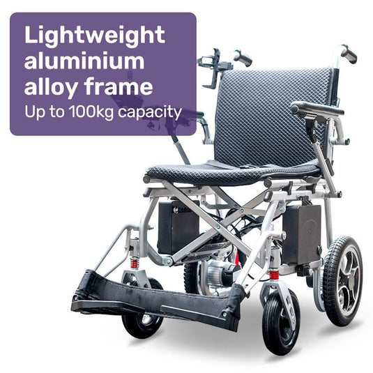 Equipmed Power Electric Wheelchair Extra Lightweight Long Range Silver