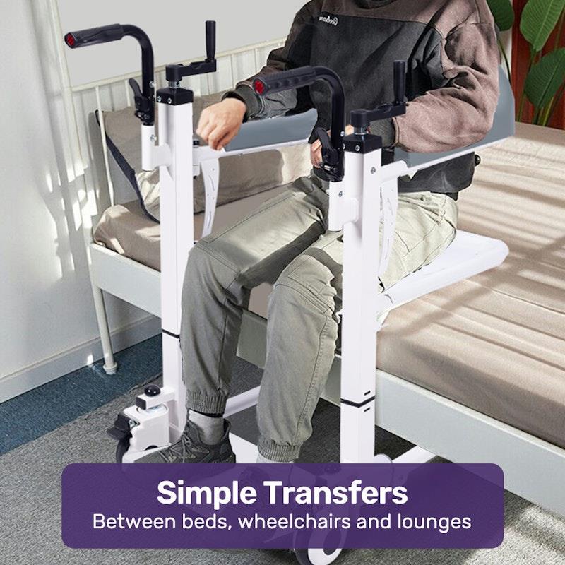Load image into Gallery viewer, Equipmed 4 In1 Patient Lift Transfer Chair White &amp; Grey
