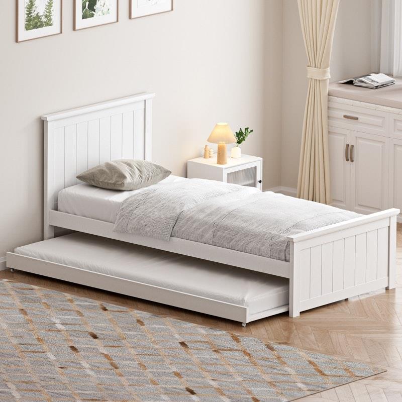 Load image into Gallery viewer, Oikiture Trundle Bed Frame Single Size Beds Base Wooden Daybed White
