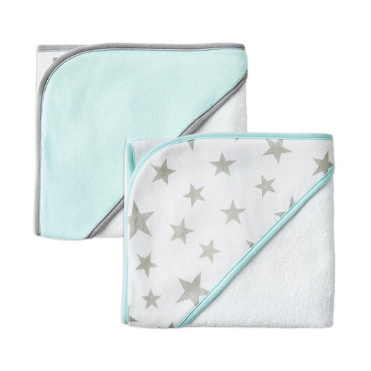 The Little Linen Company Hooded Towel 2pk Starlight Mint