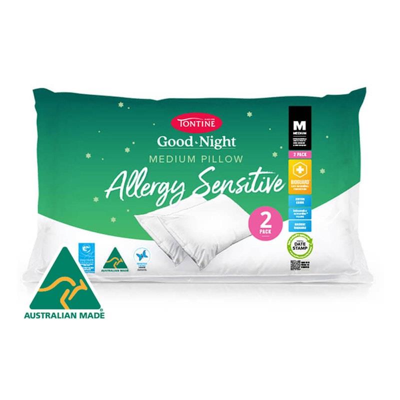 Load image into Gallery viewer, 2pc Tontine Good Night Allergy Pillow Medium Profile Pack
