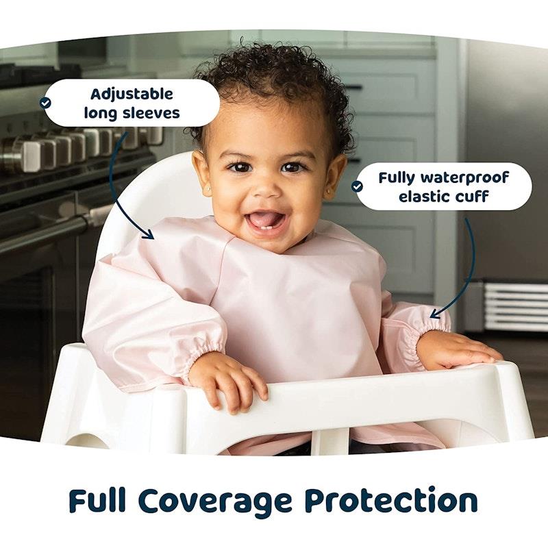 Load image into Gallery viewer, Tiny Twinkle Mess-proof Full Long Sleeve Bib 2 Pack Rose &amp; Burgundy Large (2-4Y)
