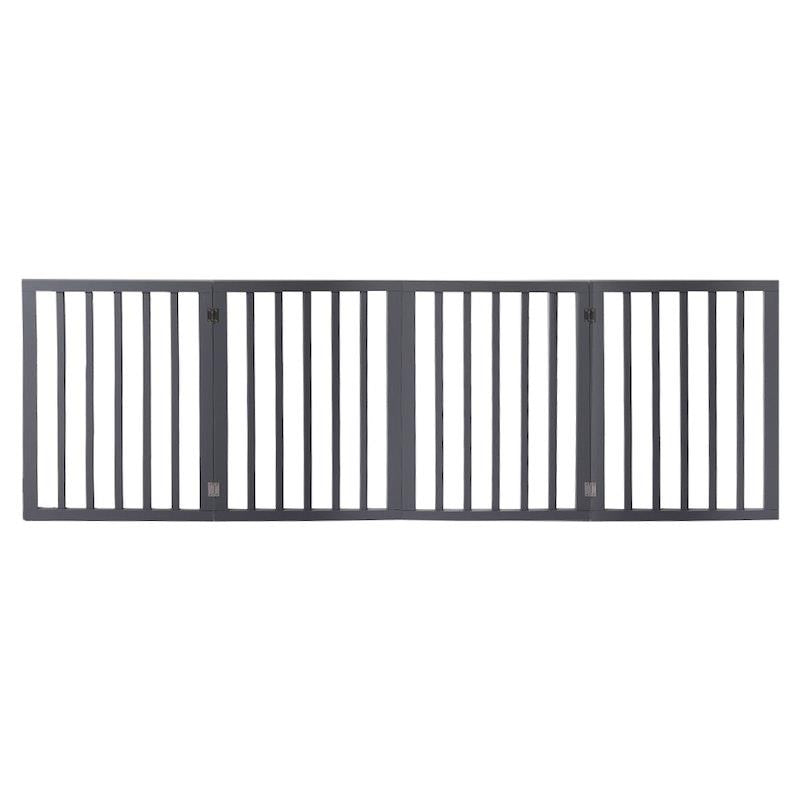 Load image into Gallery viewer, PaWz Wooden Pet Gate Dog Fence Retractable Barrier Portable Door 4 Panel Grey
