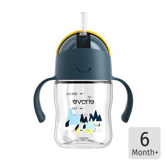 Evorie Tritan Baby 360 Straw Water Bottle Sippy Cup 200mL, Bumble Bee 1Unit