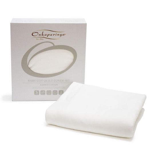 Onkaparinga Baby Cotton Jersey Quilt Cover - White 1pc