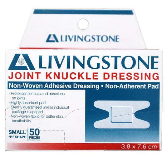Livingstone Adhesive Joint Knuckle Dressing Non-Adherent Pad Small 3.8 x 7.6cm 50 Pieces/Box