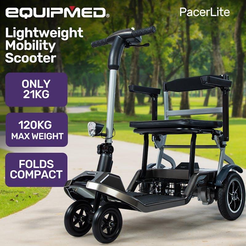 Load image into Gallery viewer, Equipmed Ultra-Lightweight Folding Electric Mobility Scooter, Brushless Motor Black
