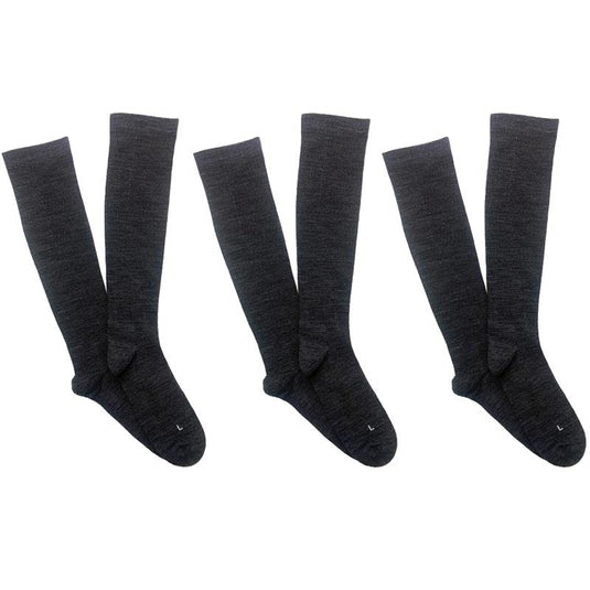 Overlander 3 Pairs of Women's Merino Wool Health Compression Socks - Charcoal Melange Size 2-8