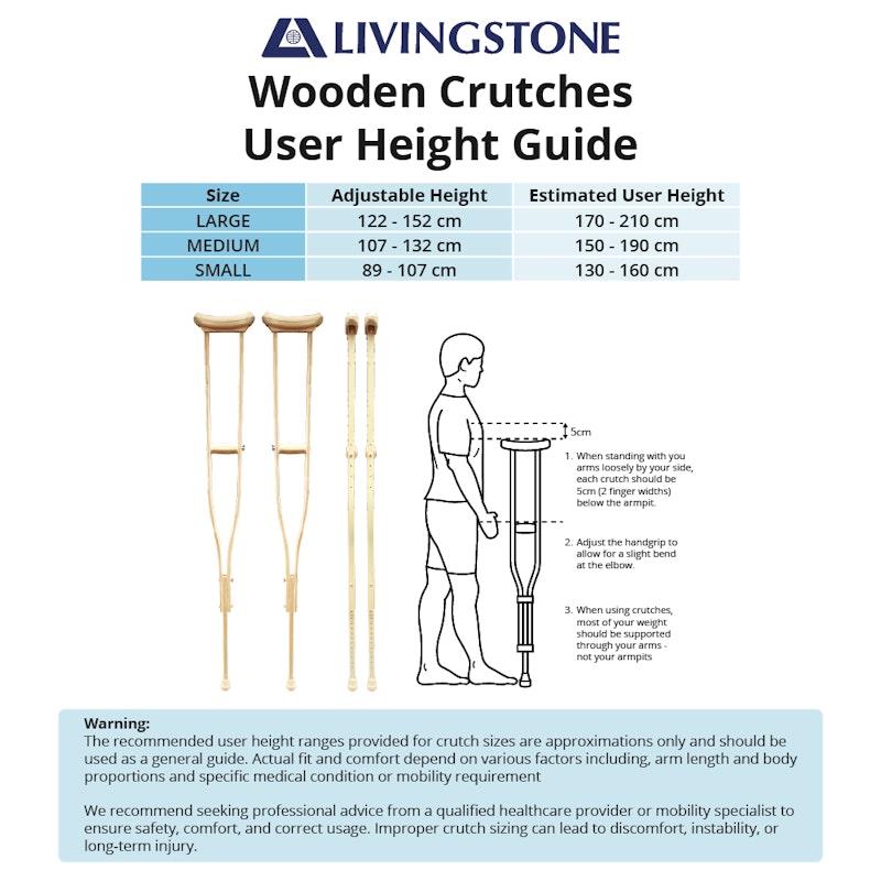 Load image into Gallery viewer, Livingstone Underarm Crutches Small Wood Adjustable 89-107cm 1Pair
