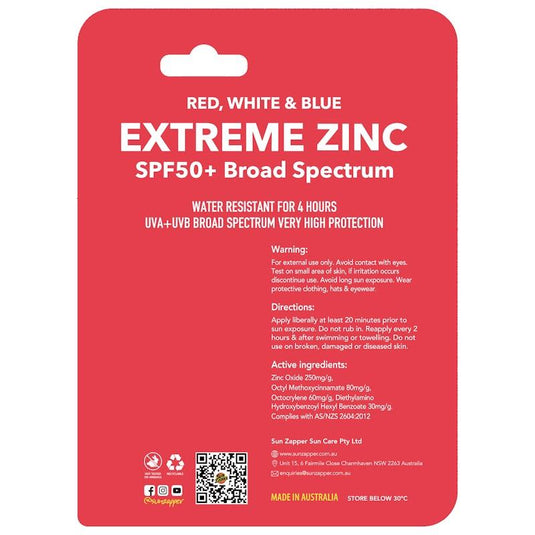 SUN ZAPPER Extreme Zinc Red/White/Blue SPF 50+ Stick 3Pack