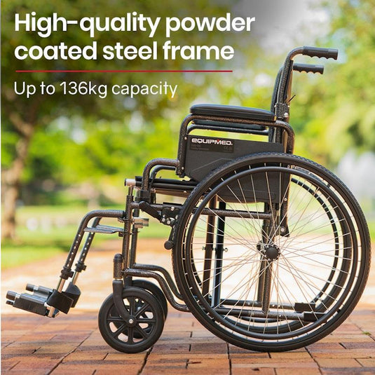 Equipmed 24 Inch Folding Wheelchair X-Large Dark Grey