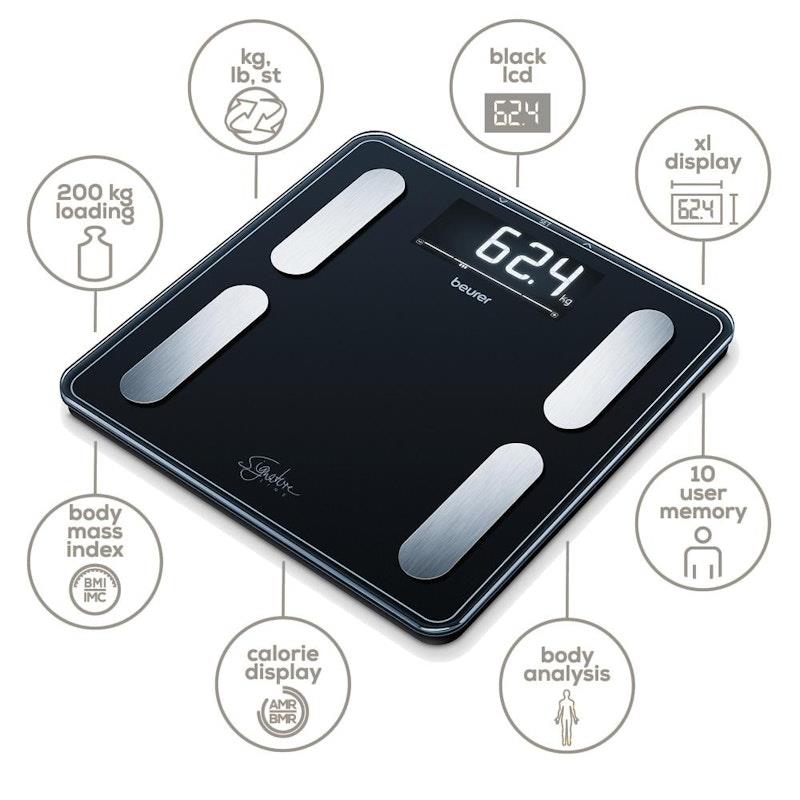 Load image into Gallery viewer, Beurer BF400B Digital Glass Body Fat Scale: Signature Line Black 1unit
