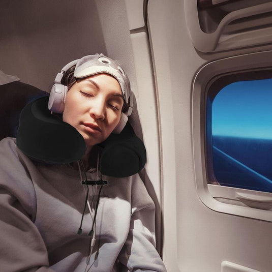 Laser Memory Foam Neck Pillow - Easy Snap Black
