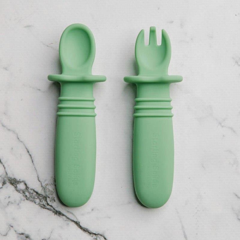 Load image into Gallery viewer, Starting Solids Australia Selfie Spoon + Fork Mint Crisp
