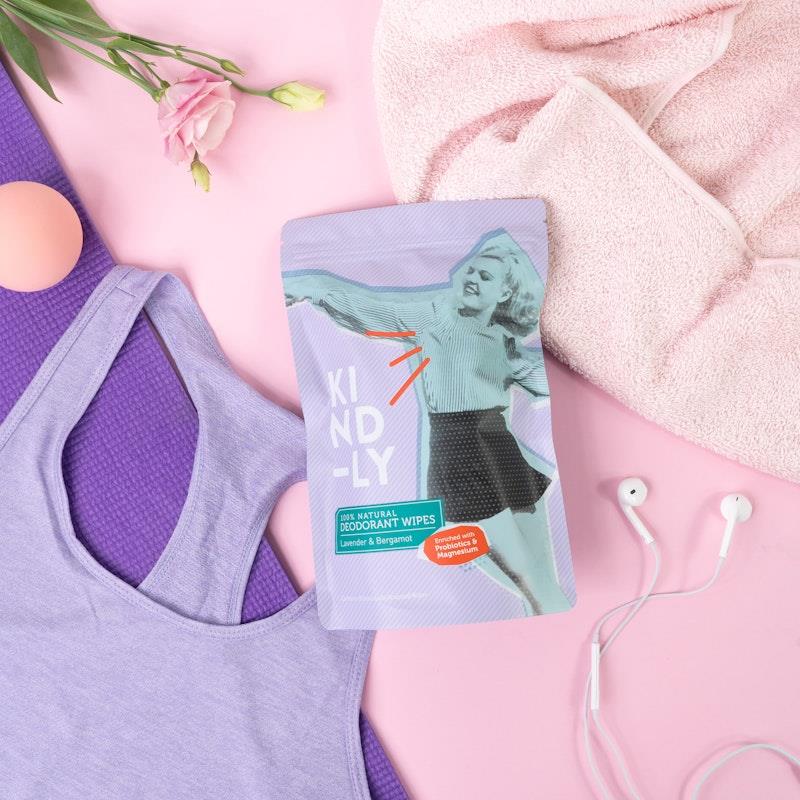 Load image into Gallery viewer, Kind-ly 100% Natural Deodorant Wipes - Lavender &amp; Bergamot 20wipes

