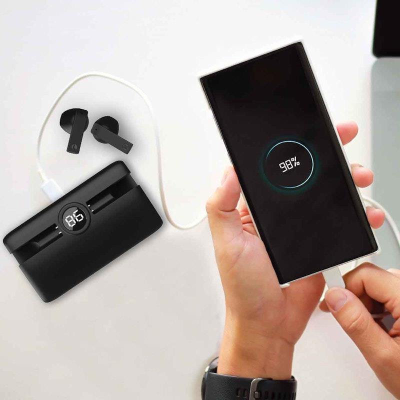 Load image into Gallery viewer, Laser TWS Earbuds with Powerbank Charging Case Black
